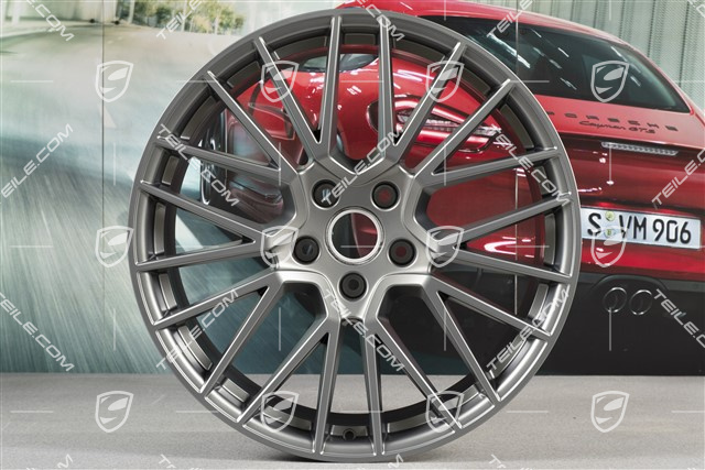 21-inch wheel rim set Cayenne RS Spyder, 11J x 21 ET58 + 9,5J x 21 ET46, Platinum satin matt