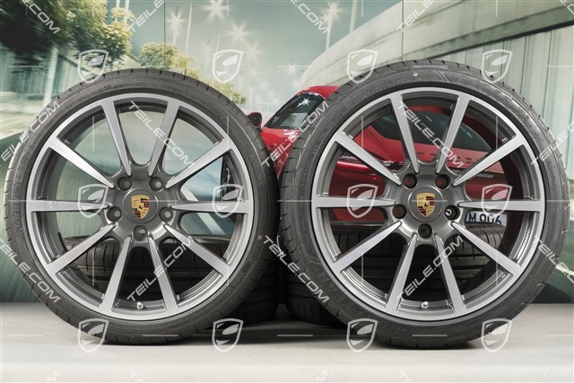 20" Carrera Classic Sommerräder Satz, Felgen 8J x 20 ET57 + 10J x 20 ET45 + NEUE GoodYear Sommerreifen 235/35 ZR20 + 265/35 ZR20, mit RDK-Sensoren