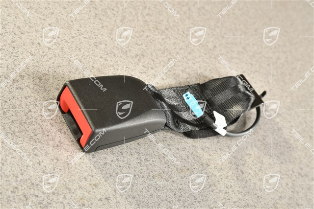 Gurtschloss, hinten, mitte, optische und akustische Kontrolle der Befestigung