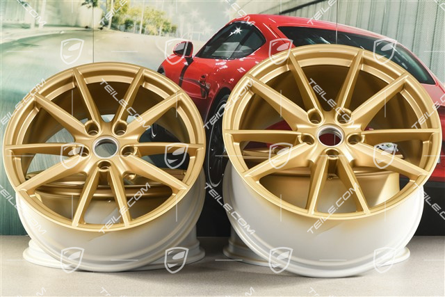 20+21" Felgensatz Carrera S, Felgen: vorne 8,5J x 20 ET53 + hinten 11,5J x 21 ET67, aurum-seidenmatt