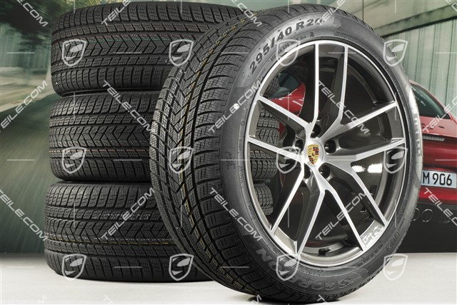 20-inch "Macan S" winter wheels set, rims 9J x 20 ET26 + 10J x 20 ET19 + NEW Pirelli winter tyres 265/45 R 20 + 295/40 R 20, titanium dark/burnished, with TPMS