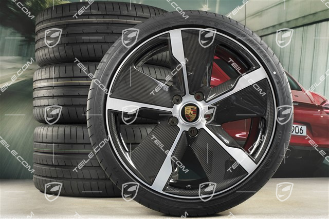 21" Exclusive Design Sommerräder Satz, Felgen 9,5J x 21 ET60 + 11,5J x 21 ET66 + NEUE Goodyear Sommerreifen 265/35 R21 + 305/30 R21, mit Carbon Aeroblades