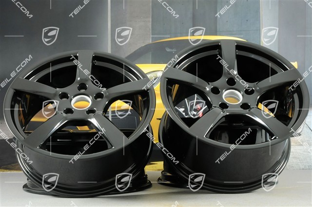 19" Cayman S Felgensatz, 8J x 19 ET57 + 10J x 19 ET45, schwarz hochglanz