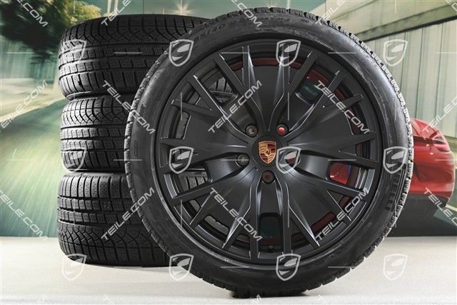 20-inch Taycan Turbo S Aero Design winter wheel set, rims 9J x 20 ET54 + 11J x 20 ET60 + Pirelli winter tyres 245/45 R20 + 285/40 R20, anthracite grey