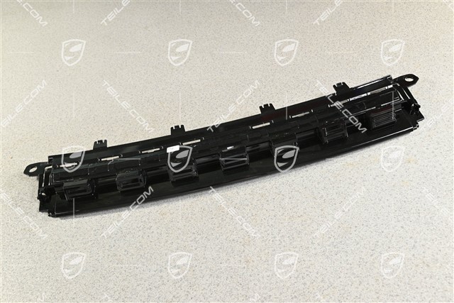 Trim, upper / rear, Porsche logo in black high gloss