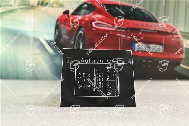 Hinweiss / Kennschild für Reifendruck, 20zoll
