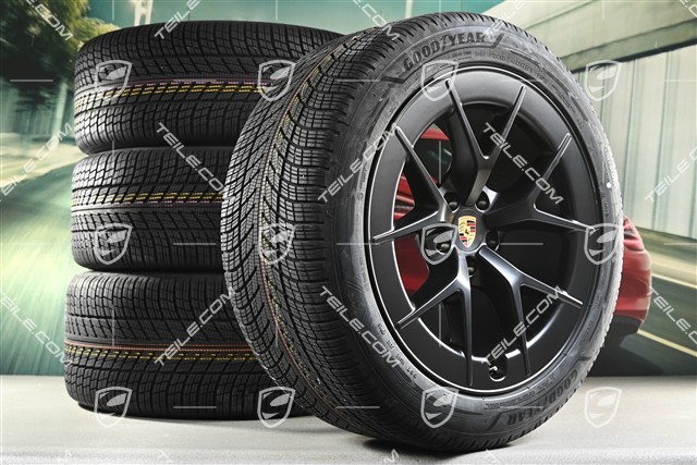 21" Cayenne RS Spyder Design winter wheel set, wheel rims 9,5J x 21 ET16 + 11J x 21 ET37 + Goodyear UltraGrip Performance 3 SUV winter tyres 275/45 R21 + 315/40 R21, black satin matt