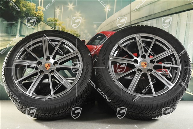 20" Panamera Turbo Koła zimowe, komplet, felgi 9,5J x 20 ET71 + 10,5J x 20 ET71 + opony zimowe Bridgestone 275/40 R20 + 315/35 R20, Adamantium