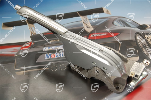 Dźwignia hamulca ręcznego, aluminium, czarna skóra