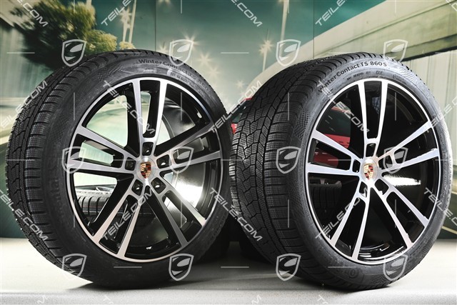 22" Winterräder Sport Design, Felgen 10J x 22 ET48 +11,5J x 22 ET52 + Continental Winterreifen 285/40 R22 + 315/35 R22, in Schwarz Hochglanz