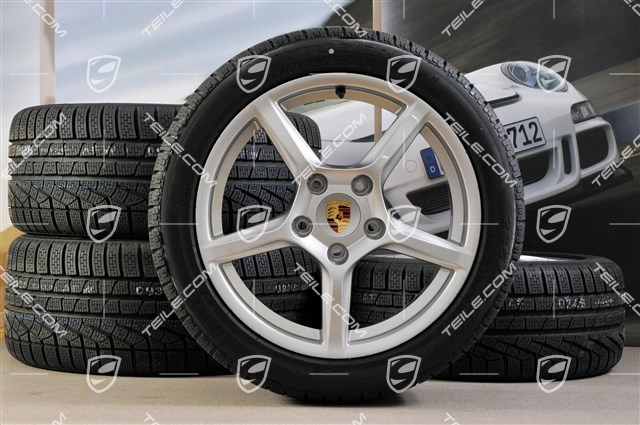 18" Boxster Winterräder Satz, 8J x 18 ET57 + 9J x 18 ET47 + Winterreifen Pirelli Sottozero II 235/45 R18 + 265/45 R18, ohne RDK-Sensoren