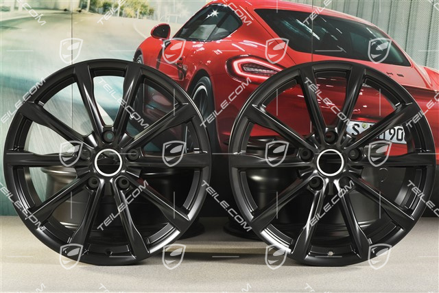 19" komplet felg Boxster S, 8J x 19 ET57 + 10J x 19 ET45, czarny satynowy półmat