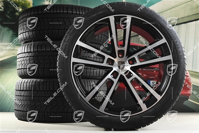 22" Winterräder Sport Design, Felgen 10J x 22 ET48 +11,5J x 22 ET52 + Continental Winterreifen 285/40 R22 + 315/35 R22, in Schwarz Hochglanz