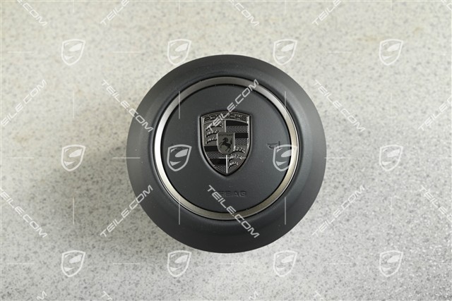 Poduszka bezpieczeństwa kierownicy, skóra, czarny/rhodium grey