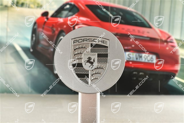 Dekielek ozdobny koła, wklęsły, herb w kolorze rodu, platynowe srebro / platinum silver