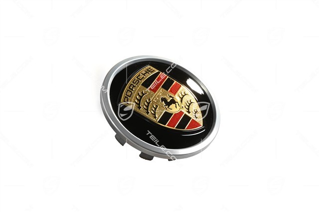 Radzierdeckel, Wappen farbig, schwarz hochglanz/ Ring in silber