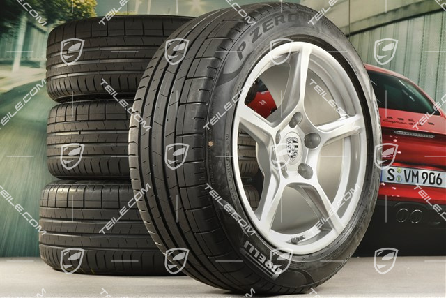 18" Boxster IV Sommerräder Satz, Felgen 8J x 18 ET57 + 9,5J x 18 ET49,  Pirelli P Zero Sommerreifen 235/45 R18 + 265/45 R18