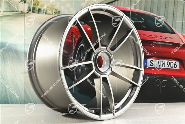 20+21-inch wheel rim set Turbo S, rims: front 8,5J x 20 ET40 + rear 11J x 21 ET66, Platinum satin matt