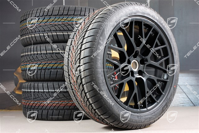 20" Koła zimowe komplet, RS SPYDER, felgi 9J x 20 ET26 + 10J x 20 ET19 + NOWE opony zimowe Dunlop SP Winter Sport 4D 265/45 R20 + 295/40 R20, czarny półmat, z czujnikami ciśnienia