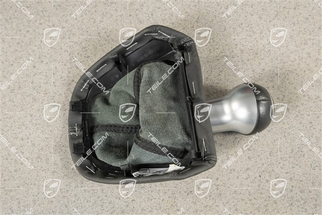 Shift lever / gearshift knob, Black, Leather, 5-speed manual transmission
