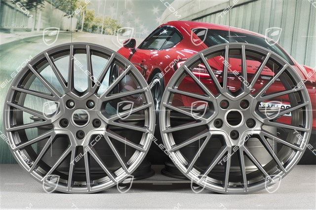 21-inch wheel rim set Cayenne RS Spyder, 11J x 21 ET58 + 9,5J x 21 ET46, Platinum satin matt