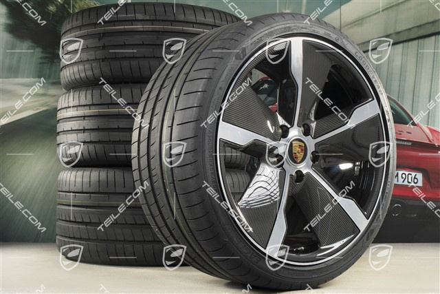 21" Exclusive Design Sommerräder Satz, Felgen 9,5J x 21 ET60 + 11,5J x 21 ET66 + NEUE Goodyear Sommerreifen 265/35 R21 + 305/30 R21, mit Carbon Aeroblades