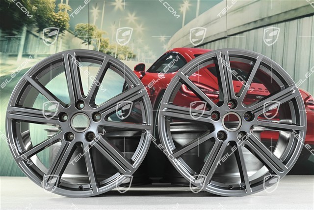 20" Komplet felg Panamera Turbo, 9,5J x 20 ET71 + 10,5J x 20 ET71, Adamantium