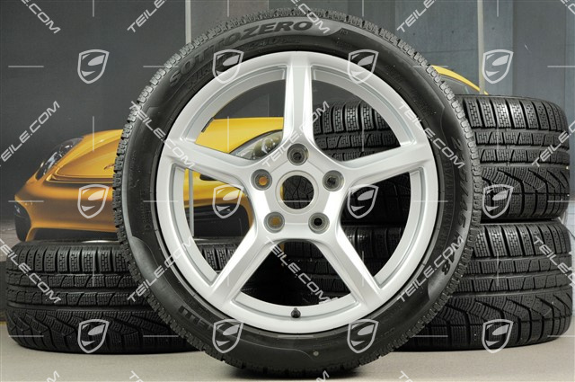 18" Boxster koła zimowe komplet, 8J x 18 ET57 + 9J x 18 ET47 + opony zimowe Pirelli Sottozero II 235/45 R18 + 265/45 R18, bez czujników ciśnienia RDK
