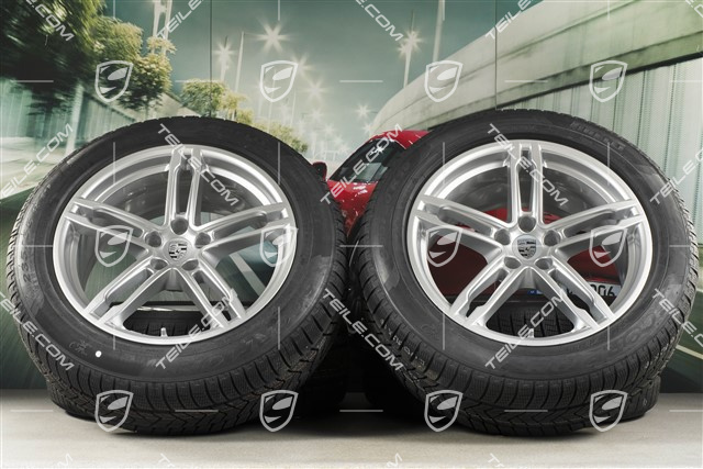 19" "Macan Sport" koła zimowe komplet, felgi 8,5J x 19 ET21 + 9J x 19 ET21 + NOWE opony zimowe Pirelli 235/55 R19 + 255/50 R19, z czujnikami ciśnienia RDK