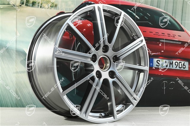 20" Komplet felg Panamera Turbo, 9,5J x 20 ET71 + 10,5J x 20 ET71, Adamantium