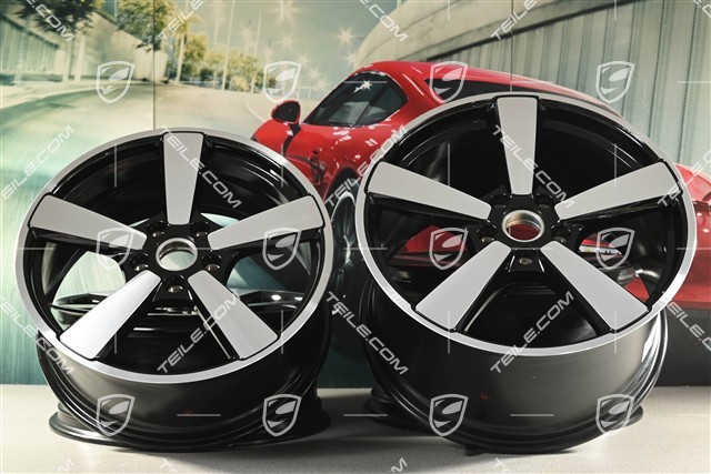 20"+21" Carrera Classic wheel rim set, rims 8.5J x 20 ET50 + 11.5J x 21 ET79, black high gloss
