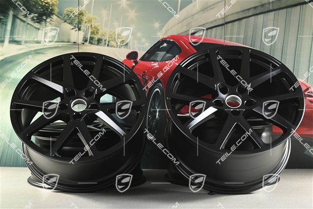 21" komplet felg Panamera Sport Design, 9,5J x 21 ET71 + 11,5J x 21 ET69, czarny satynowy półmat