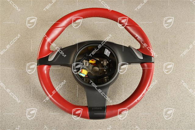 Steering wheel, Smooth Leather Carrera Red, PDK transmission