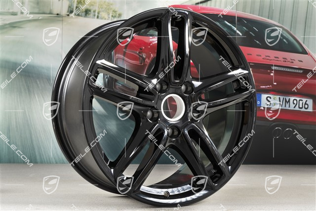 19" Komplet felg Panamera TURBO, 10J x 19 ET61 + 9J x 19 ET60, czarny wysoki połysk