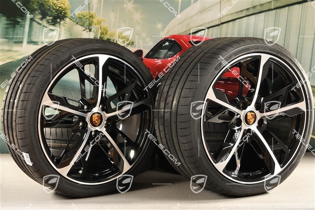 21" Cross Turismo design summer wheel set, rims 9.5J x 21 ET60 + 11.5J x 21 ET66 + Goodyear summer tyres 265/35 R21 + 305/30 R21, black high gloss
