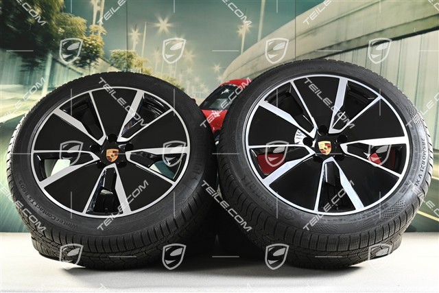 21" Koła zimowe Turbo, komplet, felgi 8,5J x 21 ET27 + 10,5J x 21 ET47 + opony zimowe Continental 255/45 R21 + 285/40 R21, czarny wysoki połysk