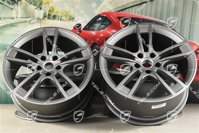21" Felgensatz Cayenne Turbo Design, 11J x 21 ET58 + 9,5J x 21 ET46, Vesuvgrau