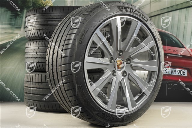 20" Taycan Tequipment Design summer wheels set, rims 9J x 20 ET54 + 11J x 20 ET60 + NEW Michelin summer tyres 245/45 R20 + 285/40 R20