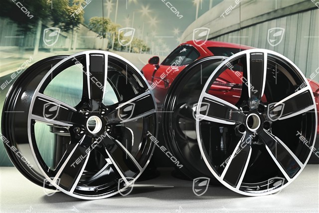 22" Cayenne Coupé komplet felg Sport Classic, felgi 10J x 22 ET48 + 11,5J x 22 ET52, czarny wysoki połysk