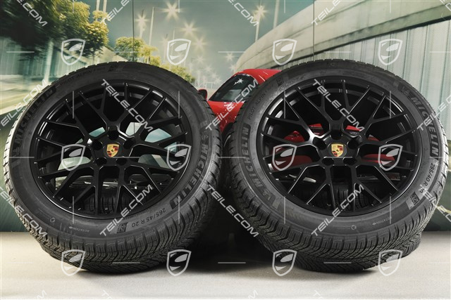 20" "RS Spyder Design" Winterräder Satz, Felgen 9J x 20 ET26 + 10J x 20 ET19, Michelin Pilot Alpin 5 SUV Winterreifen 265/45 R20 + 295/40 R20, mit RDK-Sensoren, schwarz seidenmatt