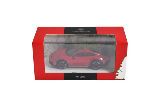 Porsche 911 992 Dakar mit Tannenbaum - Christmas, rot, Spark, Maßstab 1:43