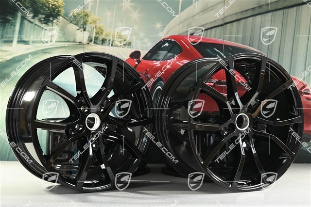21-inch wheel rim set Cayenne Exclusive Design, 11J x 21 ET49 + 9,5J x 21 ET46, for Cayenne Coupé, black high gloss
