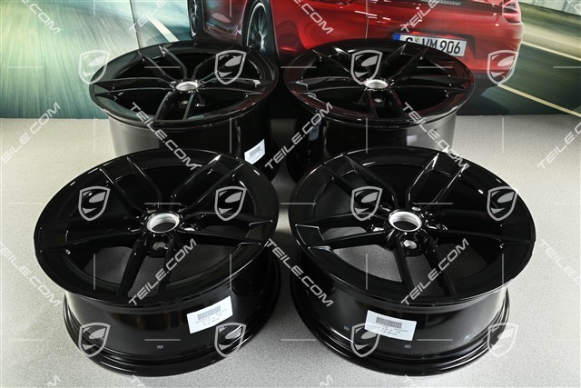 20"+21" Carrera Exclusive Design wheel rim set, rims 8.5J x 20 ET50 + 11.5J x 21 ET79, black high gloss