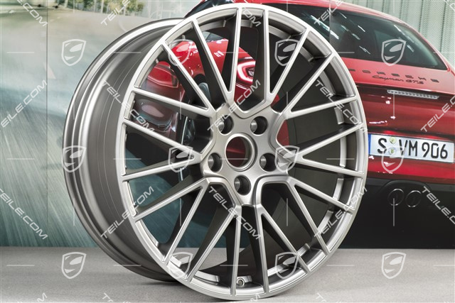 21-inch wheel rim set Cayenne RS Spyder, 11J x 21 ET49 + 9,5J x 21 ET46, for Cayenne Coupe, Platinum satin matt