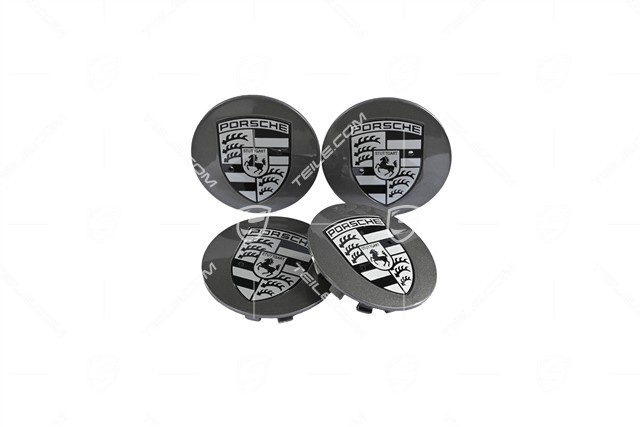 Radzierdeckel Satz, konvex, Wappen schwarz-weiß, Titanium Dark