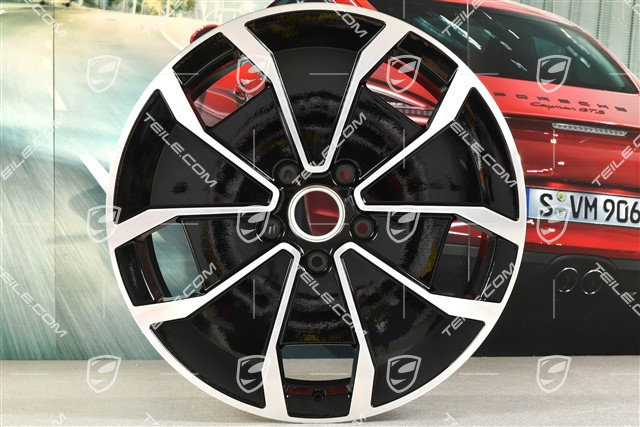 20" Felge Taycan Turbo Aero Design, 9J x 20 ET54, schwarz hochglanz mit glanzgedrehter Stirnfläche