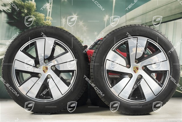 19-inch Taycan S winter wheel set, rims 8J x 19 ET50 + 10J x 19 ET47, Continental winter tyres 225/55 R19 + 275/45 R19