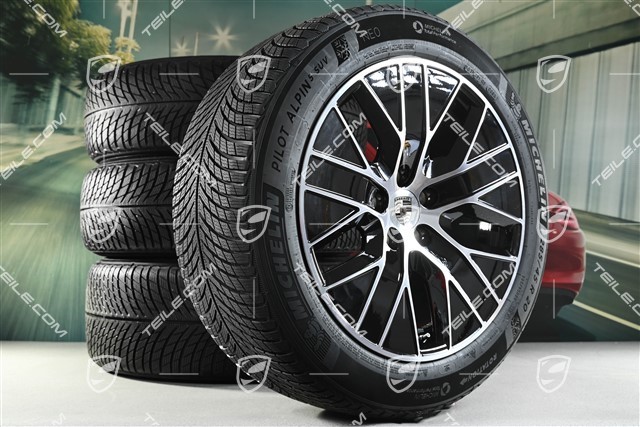 20-inch Macan S winter wheel set, rims 7,5J x 20 ET32 + 10J x 20 ET49 + Michelin winter tyres 235/55 R20 + 285/45 R20, black high gloss