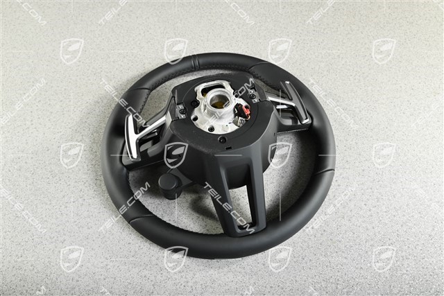 Multifunction steering wheel, sport chrono, heated, black leather/carbon/gold