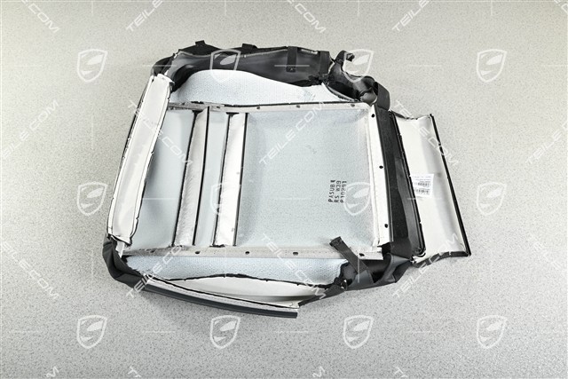 Front sport seat upholstery / cover, Leather, lower part / cushion, Black, L